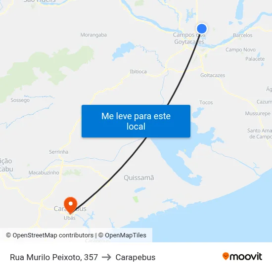 Rua Murilo Peixoto, 357 to Carapebus map