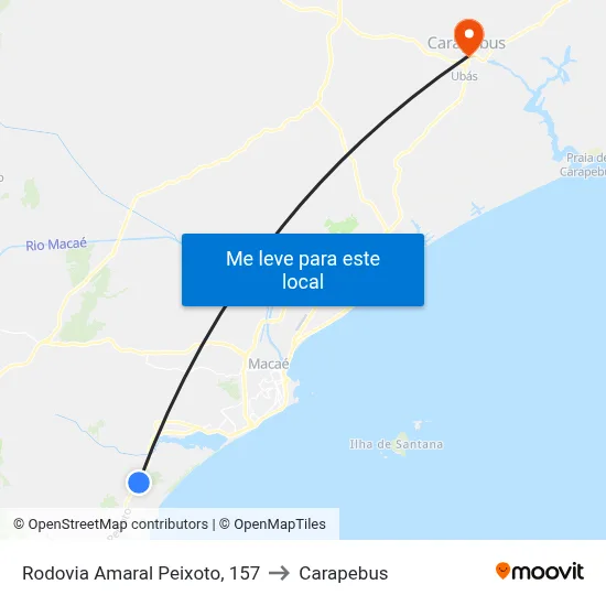 Rodovia Amaral Peixoto, 157 to Carapebus map