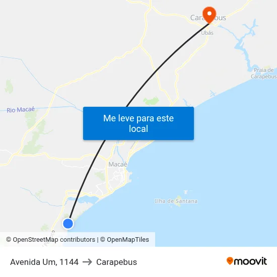 Avenida Um, 1144 to Carapebus map