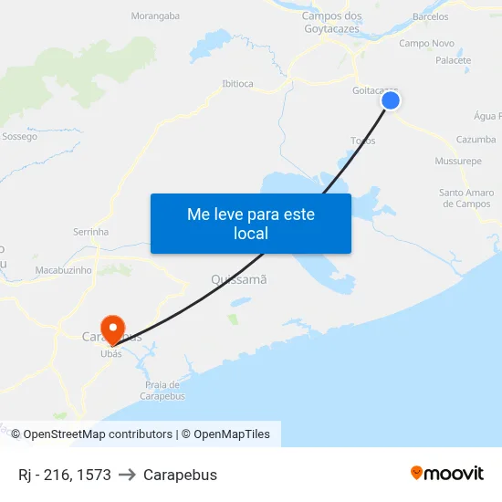Rj - 216, 1573 to Carapebus map