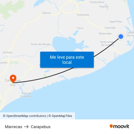 Marrecas to Carapebus map