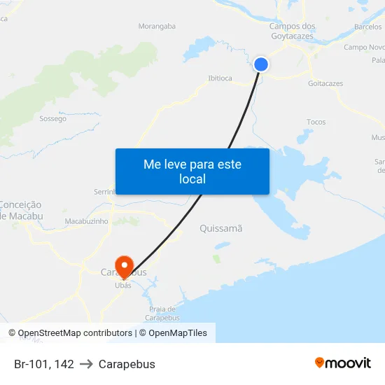 Br-101, 142 to Carapebus map