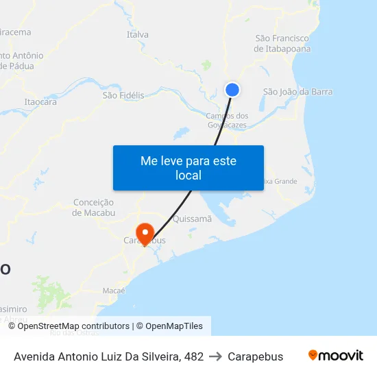 Avenida Antonio Luiz Da Silveira, 482 to Carapebus map