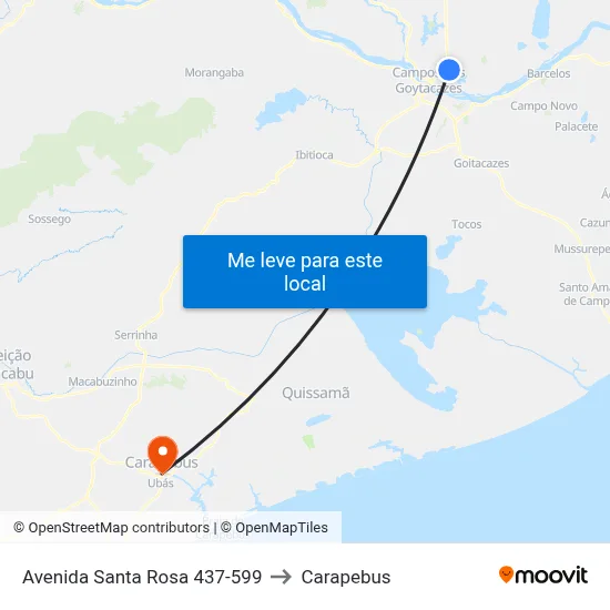 Avenida Santa Rosa 437-599 to Carapebus map