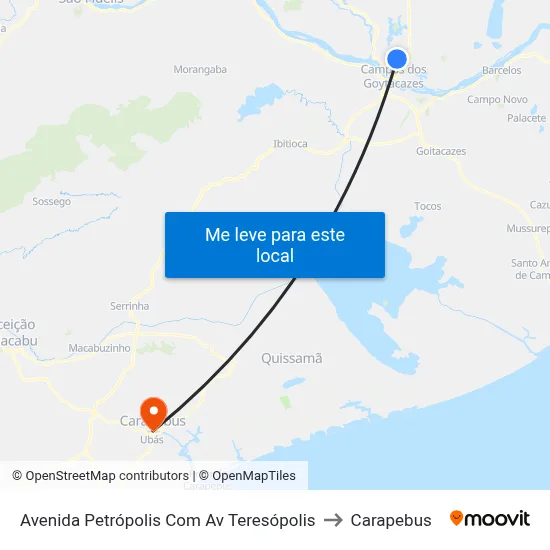 Avenida Petrópolis Com Av Teresópolis to Carapebus map