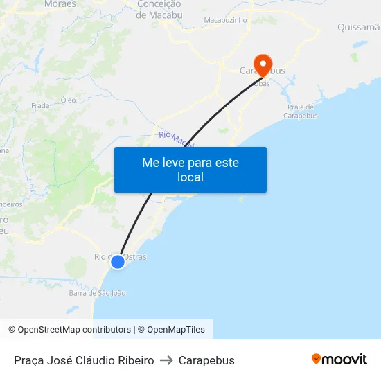 Praça José Cláudio Ribeiro to Carapebus map