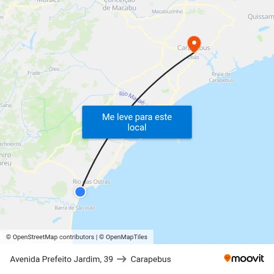 Avenida Prefeito Jardim, 39 to Carapebus map