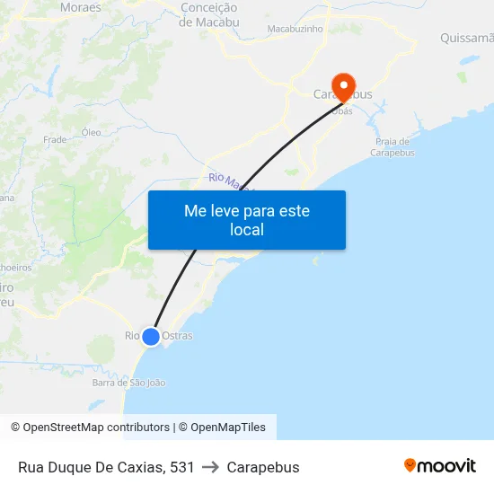 Rua Duque De Caxias, 531 to Carapebus map