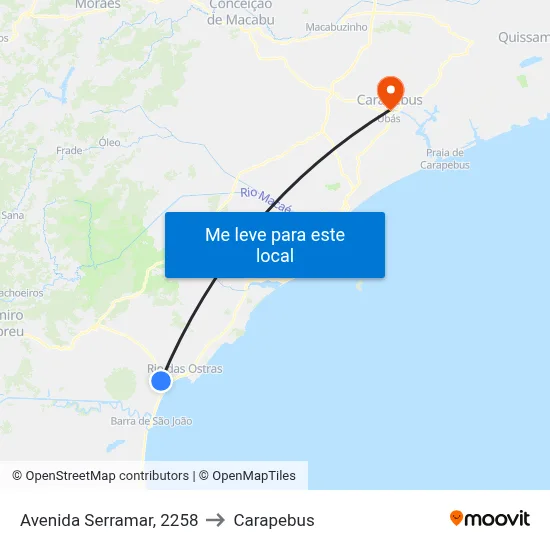 Avenida Serramar, 2258 to Carapebus map
