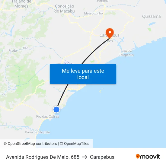 Avenida Rodrigues De Melo, 685 to Carapebus map
