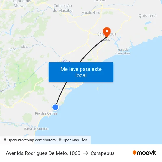 Avenida Rodrigues De Melo, 1060 to Carapebus map