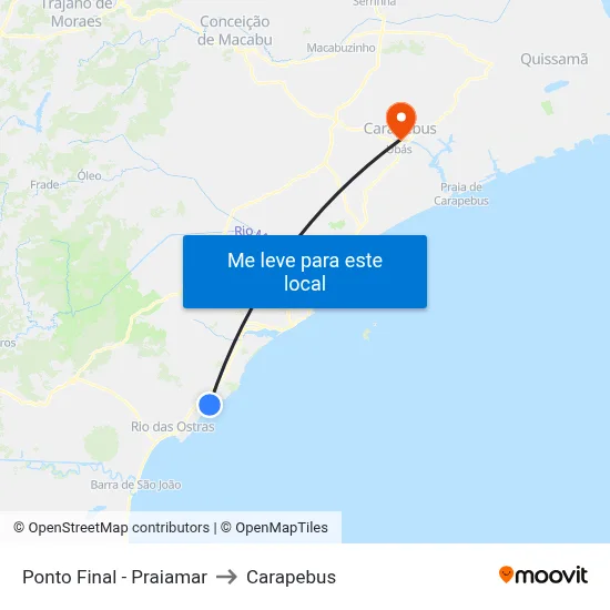 Ponto Final - Praiamar to Carapebus map