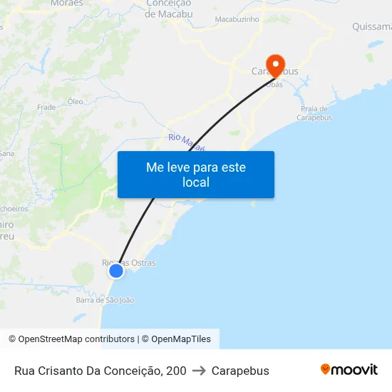 Rua Crisanto Da Conceição, 200 to Carapebus map