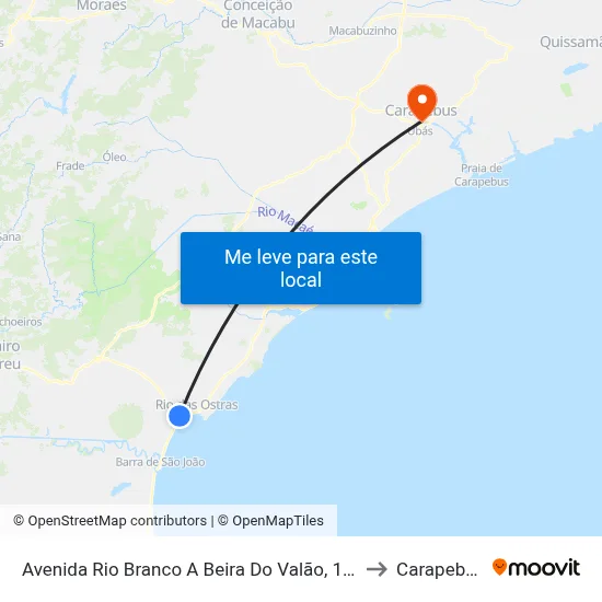 Avenida Rio Branco A Beira Do Valão, 188 to Carapebus map