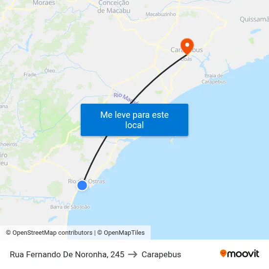 Rua Fernando De Noronha, 245 to Carapebus map