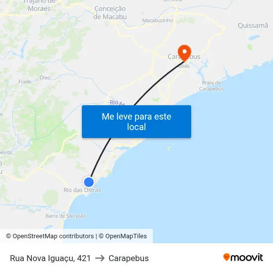 Rua Nova Iguaçu, 421 to Carapebus map