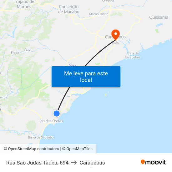 Rua São Judas Tadeu, 694 to Carapebus map