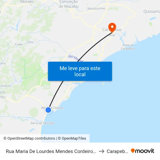 Rua Maria De Lourdes Mendes Cordeiro, 264 to Carapebus map