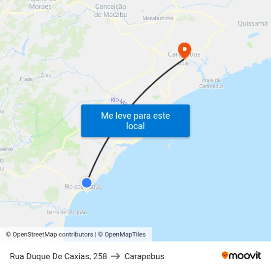 Rua Duque De Caxias, 258 to Carapebus map
