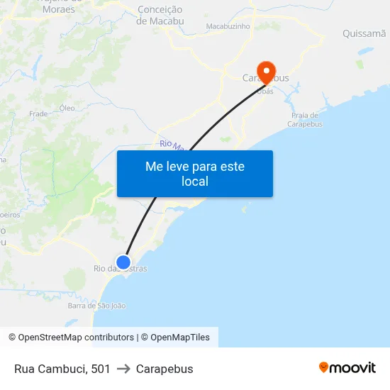 Rua Cambuci, 501 to Carapebus map
