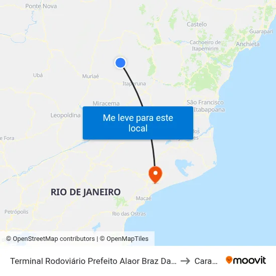 Terminal Rodoviário Prefeito Alaor Braz Da Fonseca (Porciúncula) to Carapebus map