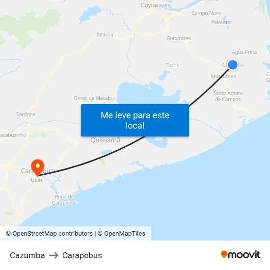 Cazumba to Carapebus map