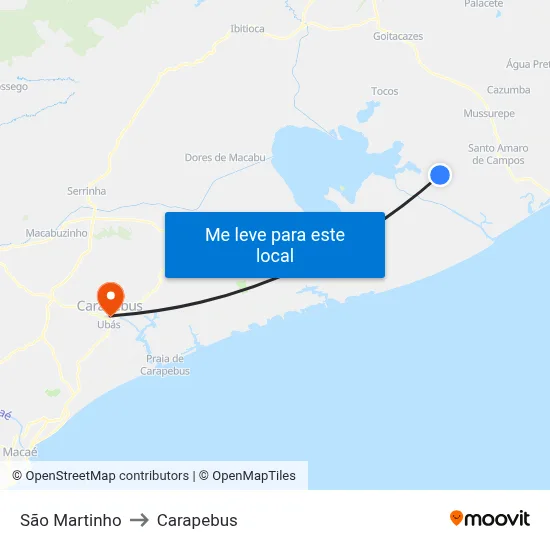 São Martinho to Carapebus map