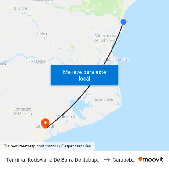 Terminal Rodoviário De Barra De Itabapoana to Carapebus map