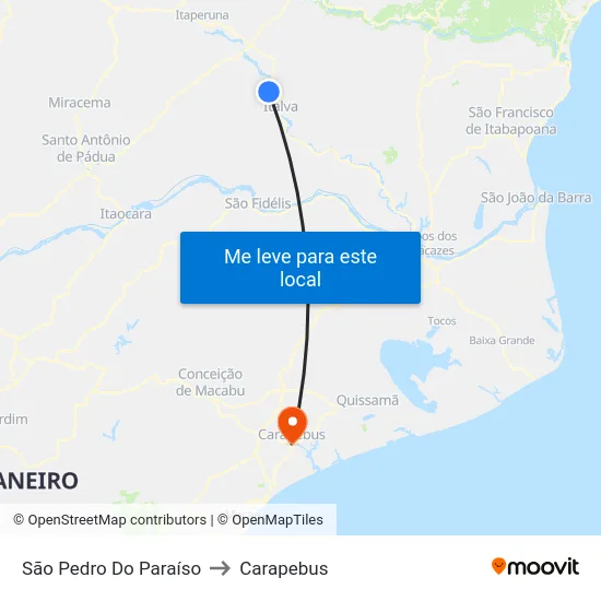 São Pedro Do Paraíso to Carapebus map
