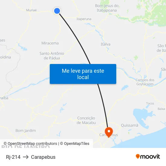 Rj-214 to Carapebus map