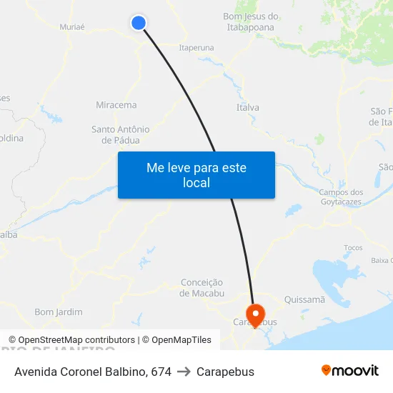 Avenida Coronel Balbino, 674 to Carapebus map