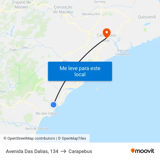 Avenida Das Dalias, 134 to Carapebus map
