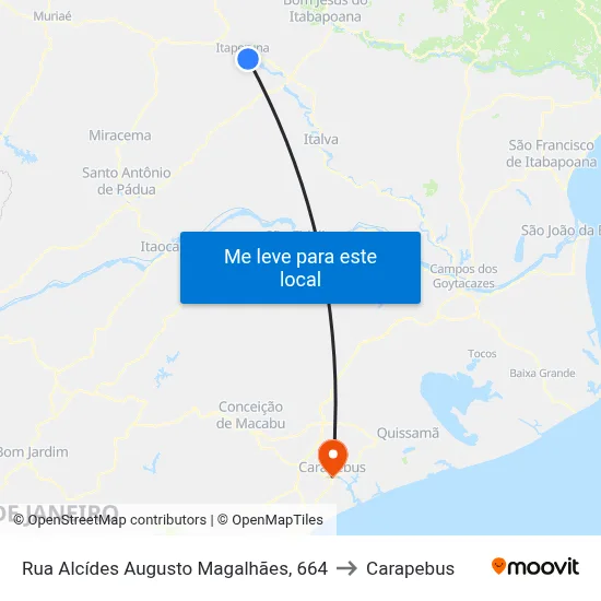 Rua Alcídes Augusto Magalhães, 664 to Carapebus map