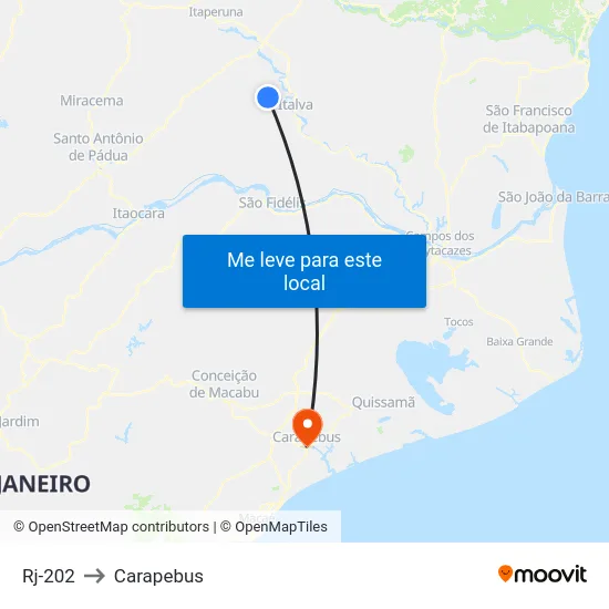 Rj-202 to Carapebus map