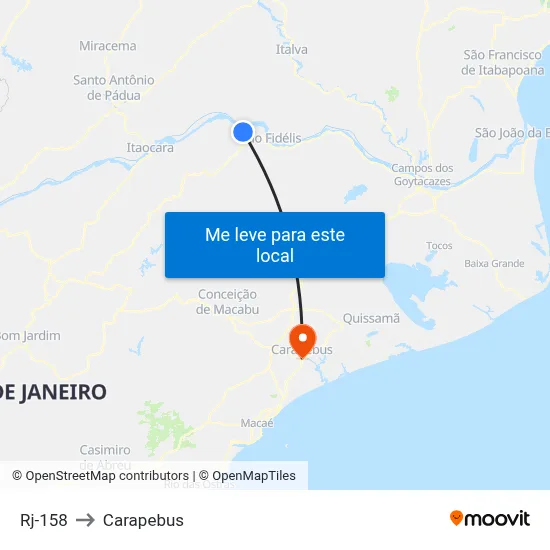 Rj-158 to Carapebus map