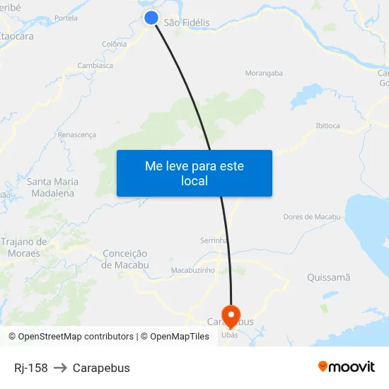 Rj-158 to Carapebus map