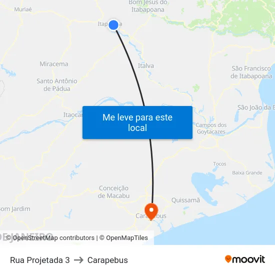 Rua Projetada 3 to Carapebus map