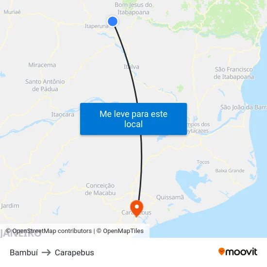 Bambuí to Carapebus map