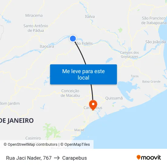 Rua Jaci Nader, 767 to Carapebus map
