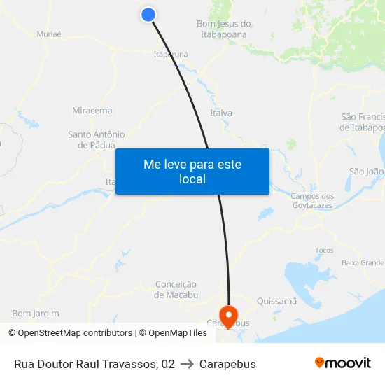 Rua Doutor Raul Travassos, 02 to Carapebus map
