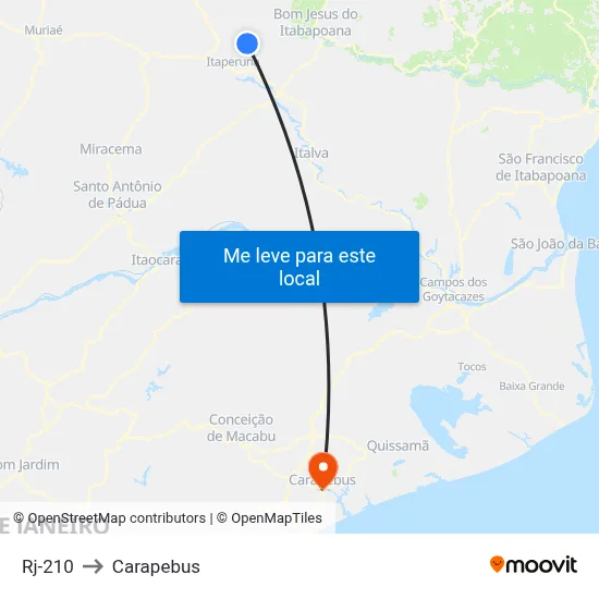 Rj-210 to Carapebus map