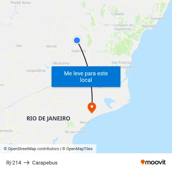 Rj-214 to Carapebus map