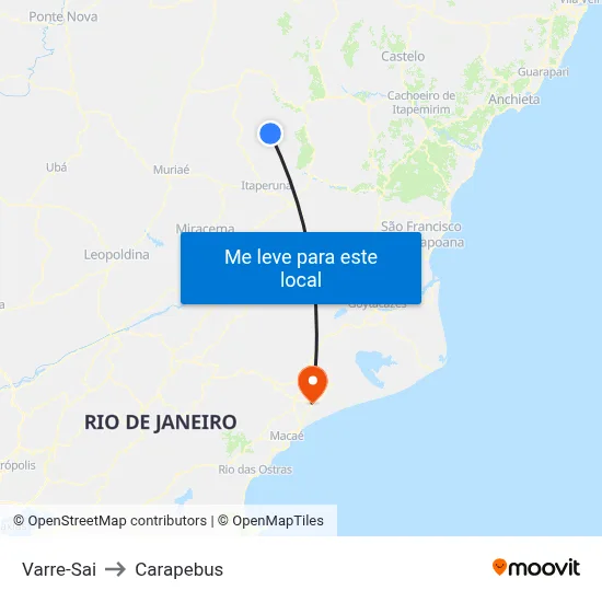 Varre-Sai to Carapebus map