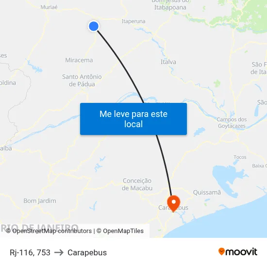Rj-116, 753 to Carapebus map