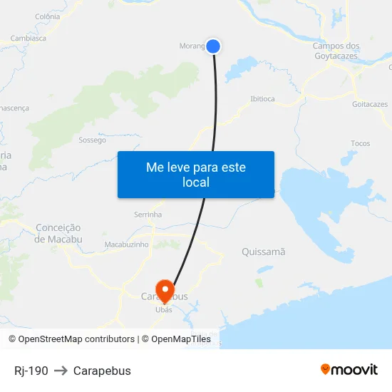 Rj-190 to Carapebus map
