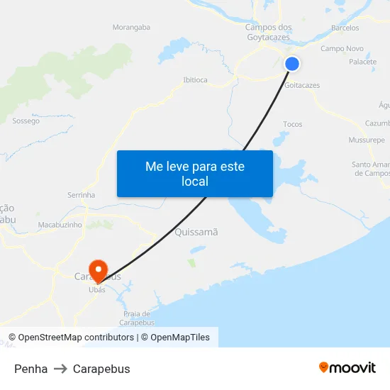Penha to Carapebus map