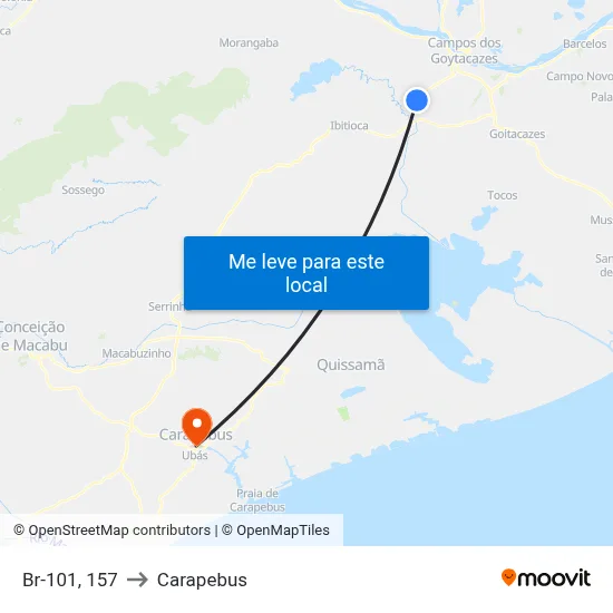 Br-101, 157 to Carapebus map