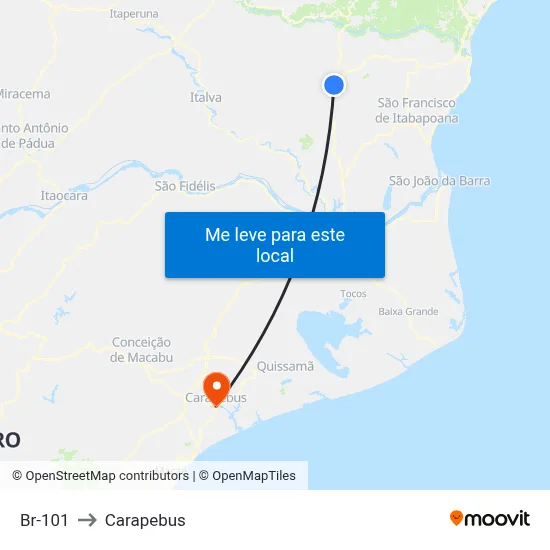 Br-101 to Carapebus map