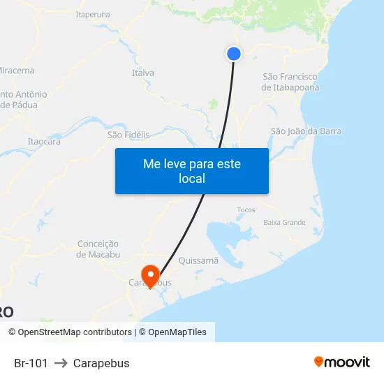 Br-101 to Carapebus map