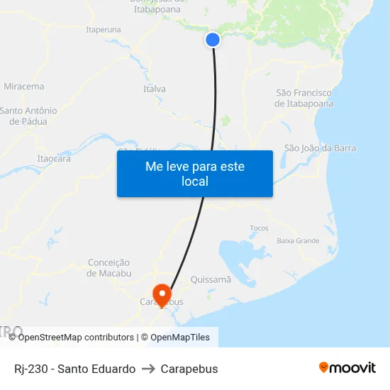 Rj-230 - Santo Eduardo to Carapebus map